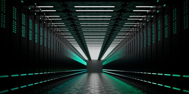 Massive AI data center supporting advanced artificial intelligence systems