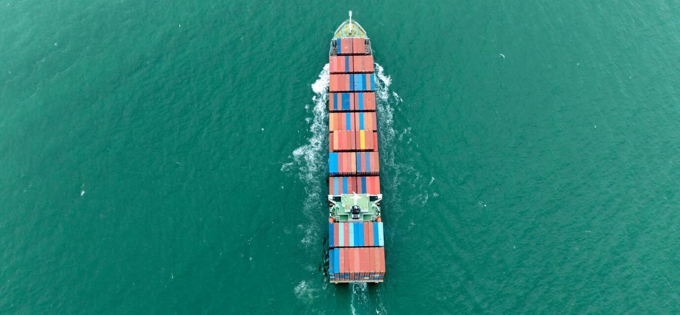 container ship operating under international maritime law in international waters