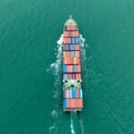 container ship operating under international maritime law in international waters