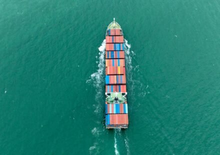 container ship operating under international maritime law in international waters
