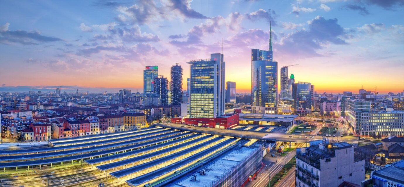 European finance news highlighting activity in Milan's financial district