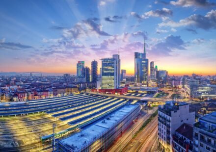 European finance news highlighting activity in Milan's financial district