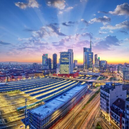 European finance news highlighting activity in Milan's financial district